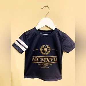River Island Baby Boys Navy Logo Foil Print Mesh Short Sleeve T-Shirt